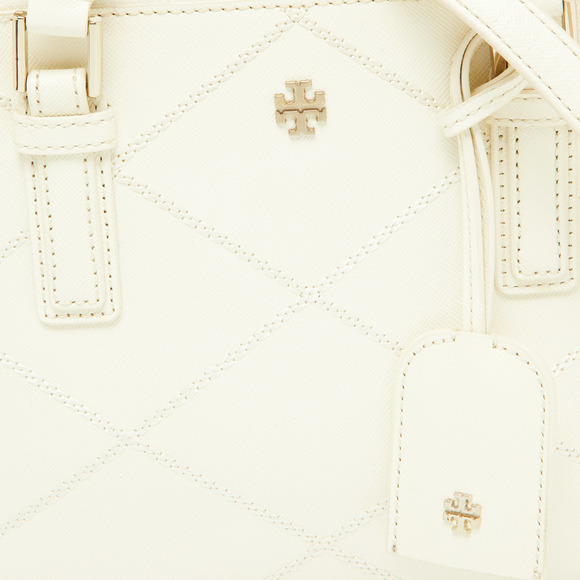 TORY BURCH Off White Leather Mini Robinson Double Zip Tote - Picture 5 of 8